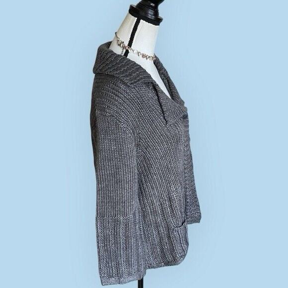 Tweeds WOMENS Charcoal Gray Knit One Button Cable Cardigan Sweater Size M 4 6 - Picture 6 of 7